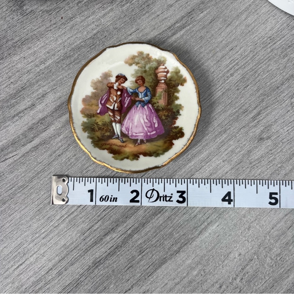 Vintage Butter Pat Decorative Mini Plate with Romantic French Scene - Picture 4 of 4